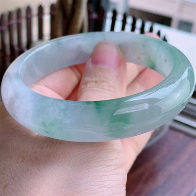 

zheru Jewelry Natural Burmese Emerald Light Green Flower 54mm-64mm Bracelet Elegant Princess Jewelry Best Gift for Mother to Gir