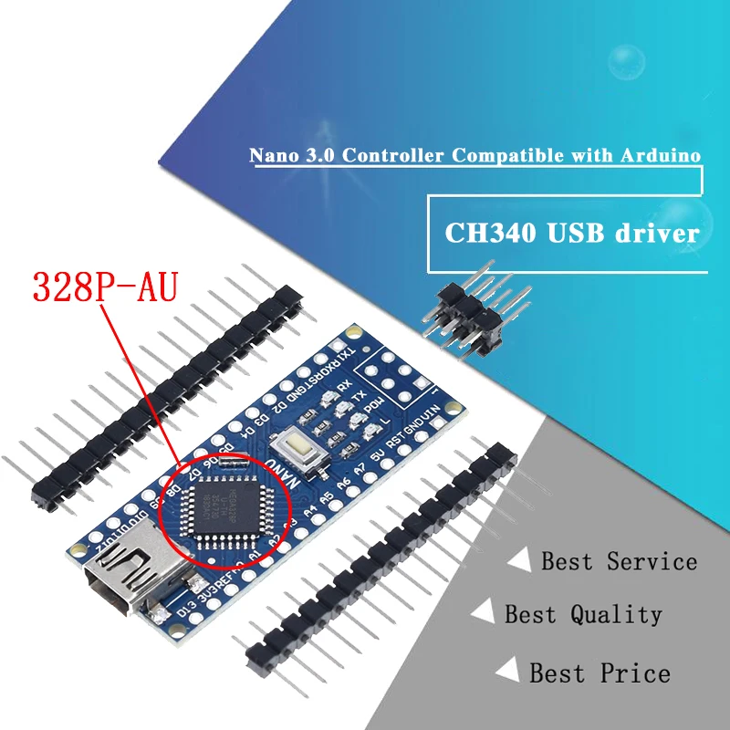 Контроллер Nano 3 0 совместимый с Arduino nano CH340 USB-драйвер без кабеля NANO V3.0 5 шт. |