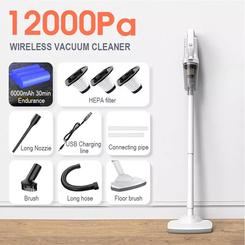 

Cordless Chargable Vacuum Cleaner Handheld Wireless Dual Use Mini 12000Pa Big Suction Built-in Battrery Car&amp