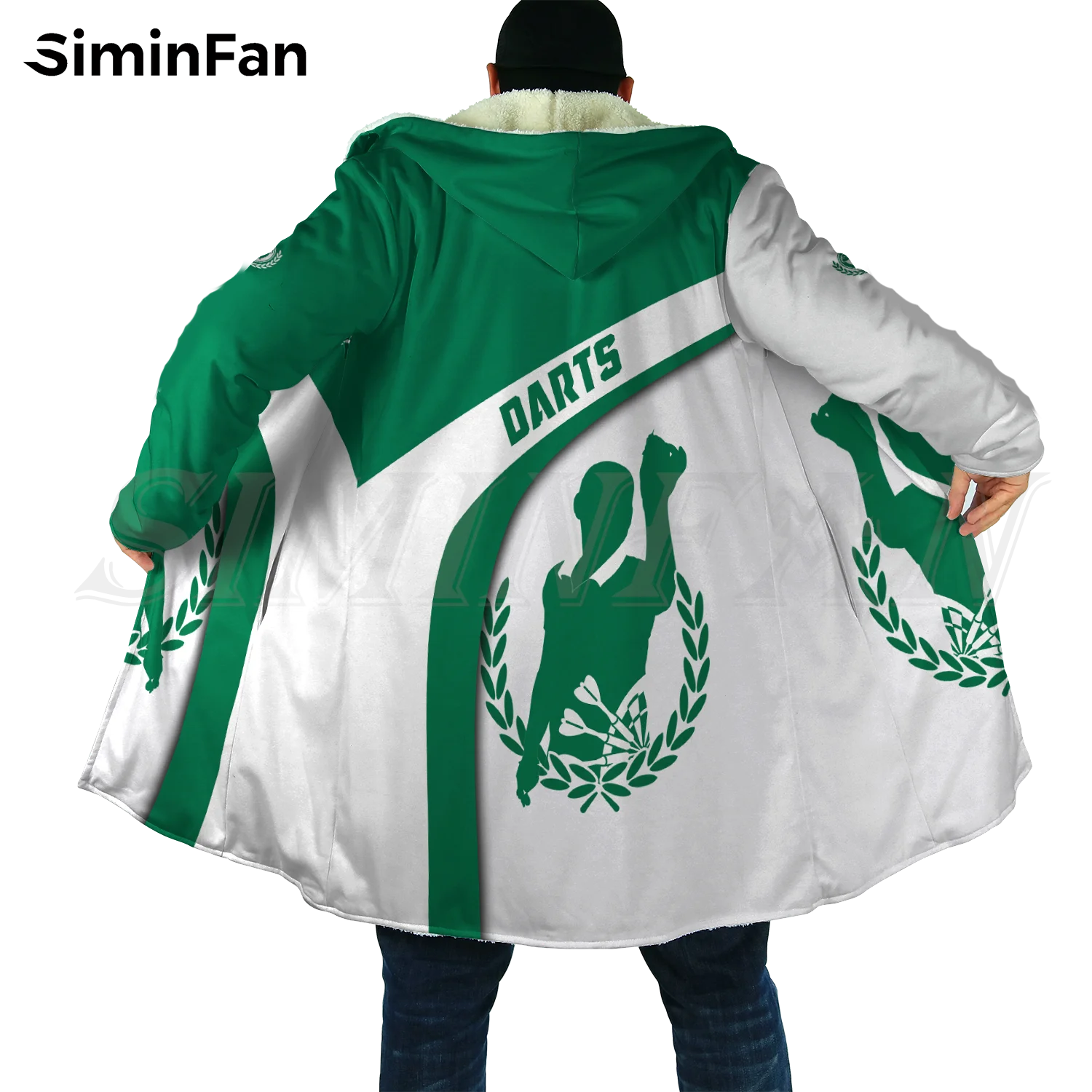 Мужская зимняя теплая фланелевая куртка с капюшоном и 3D-принтом