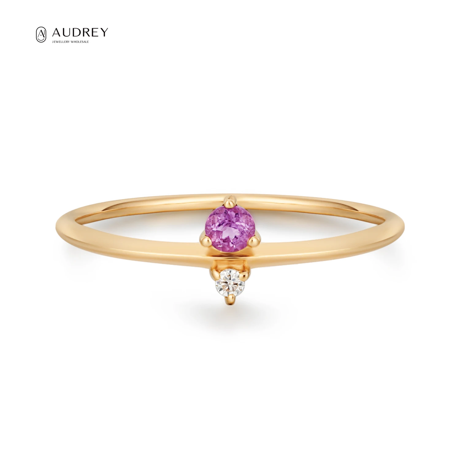 

Audrey Women Engagement Ring Luxury Diamond Jewelry Rings Real 14K Solid Gold Amethyst Ring Gemstone Fine Jewelry