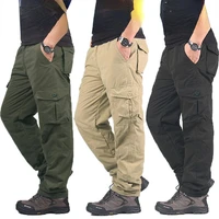 mens trousers multi pocket loose casual male pants fashion large size overalls winter warmth and velvet thickening