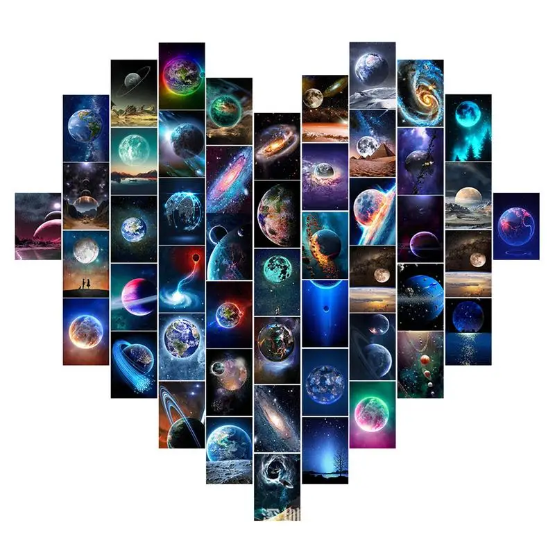 

Декоративная открытка на стену в спальню, набор для коллажей с изображением космоса, домашние украшения для спальни, современные картины звезд и неба