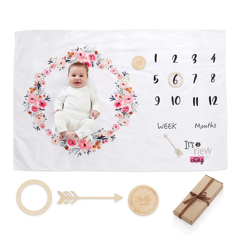

Baby Background Cloth Photography Accessories Monthly Growth Milestone Card Blanket for Milestone Rug Infant Photography Prop