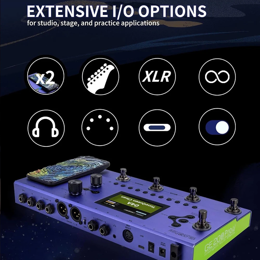 MOOER GE200 Pro Li Интеллектуальный мультиэффектный усилитель педаль электрических