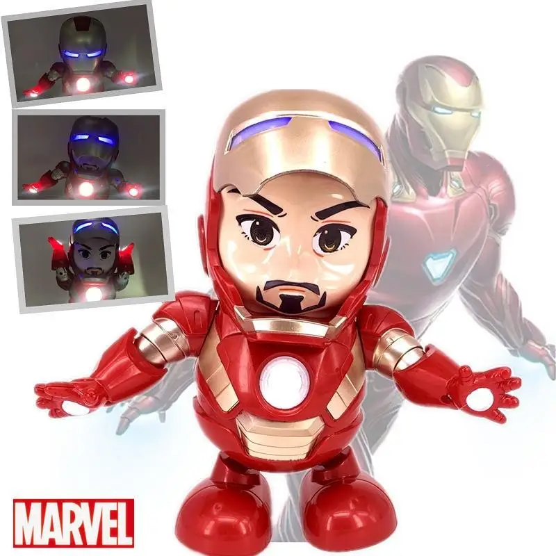

Экшн-фигурки Marvel Железный человек, танцевальные аниме-фигурки, поющий звук, светодиодный Человек-паук, Мстители, Железный человек, супер герой, робот, детский подарок, игрушка, 2023