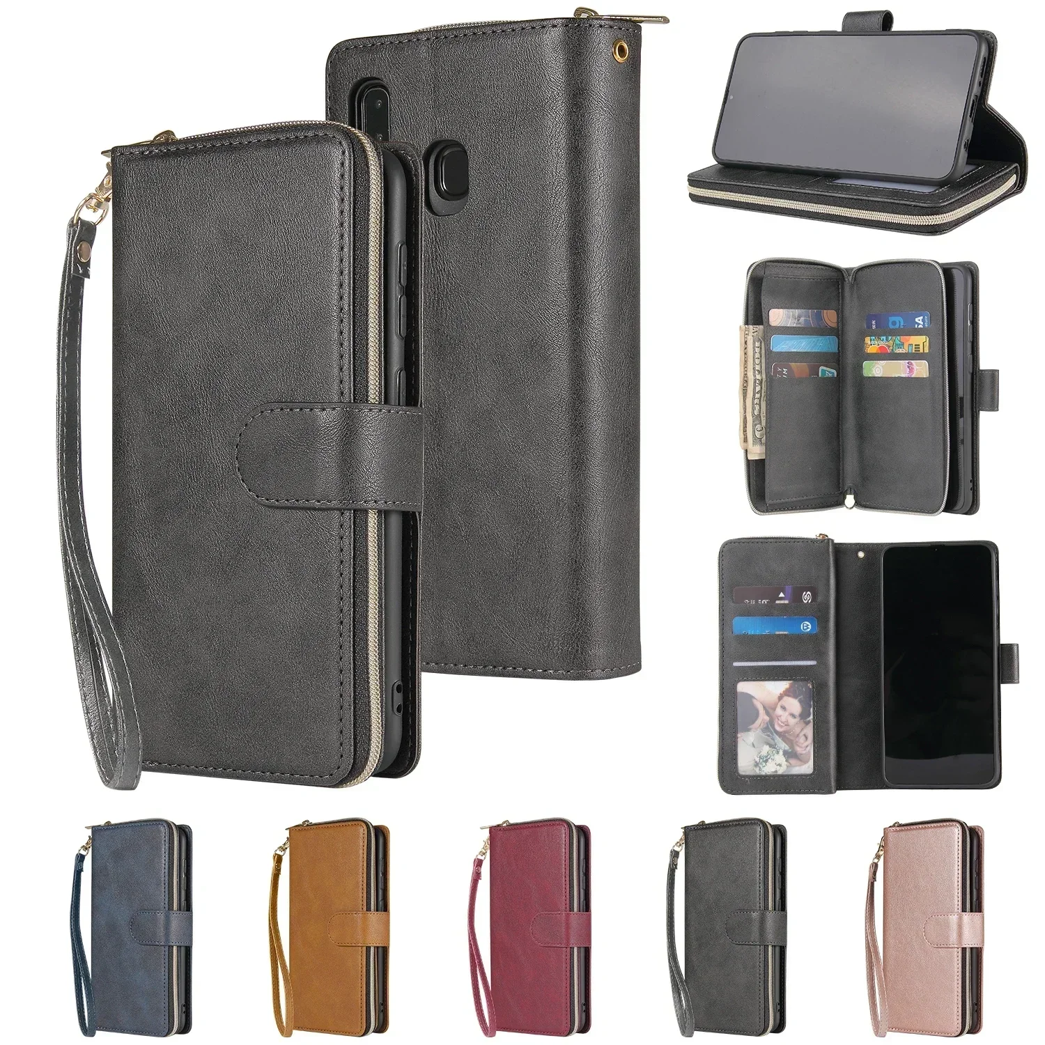 Тонкий кожаный чехол на молнии 2X карат кошелек флип-чехол для телефона SAMSUNG GALAXY A31