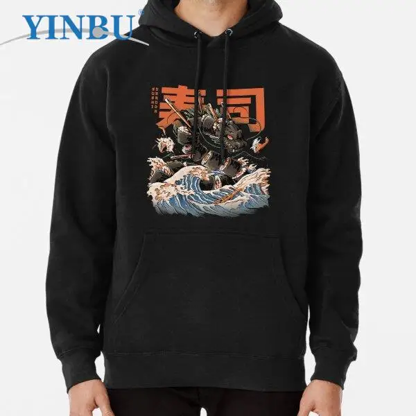 

The Black Sushi Dragon Pullover Hoodie Man sweatshirts new in Men's clothing fashion hoodies