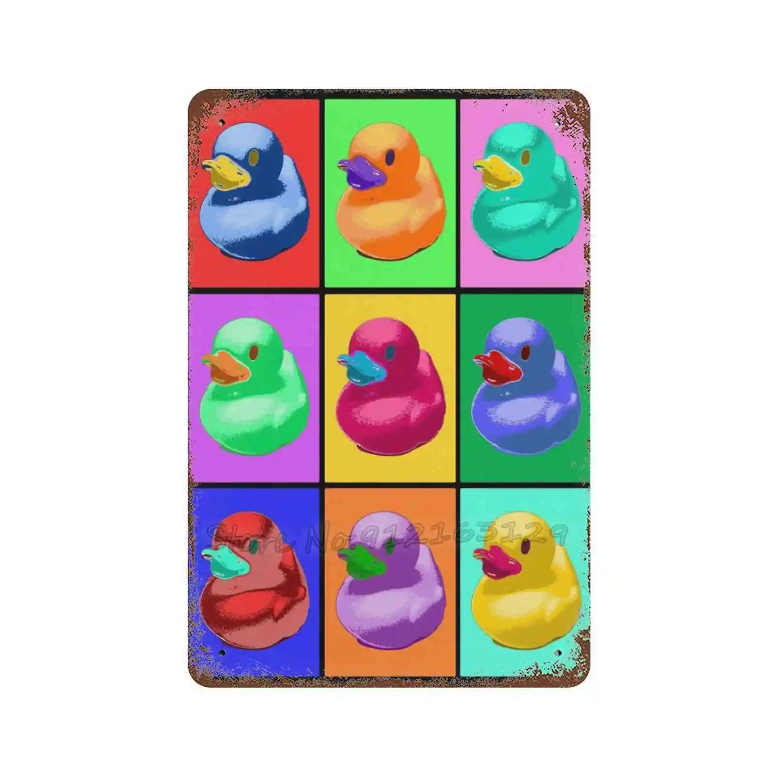 

Pop Art Ducky Metal Sign Decor Metal Plate Tin Signs Wall Decor Vintage Nostalgia Round Plates Bath Duck Duck Rubber Duck