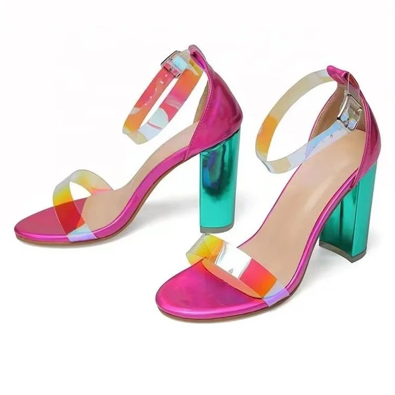

Clear Heels Sandals Women PVC Transparent Heels Summer Shoes Woman Suede Ankle Strappy Sandalias Mujer Women Sandals High Heels