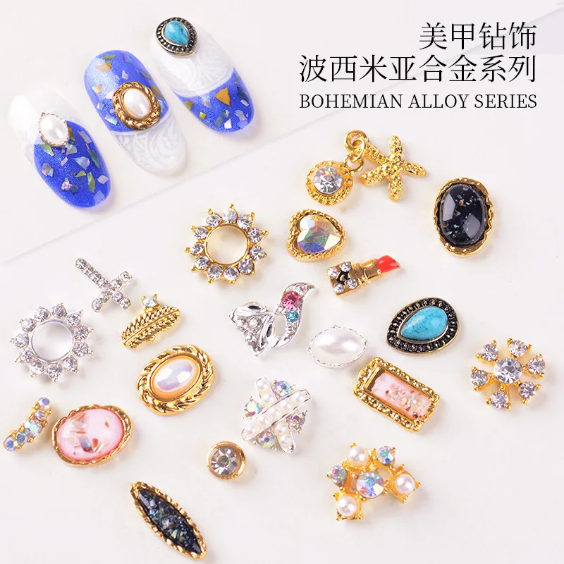 

10Pcs Bohemian Alloy Nail Lipstick Charms 3D Nail Art Decals Jewelry For Nail Art Decoration Gel Polish Nail Accessories