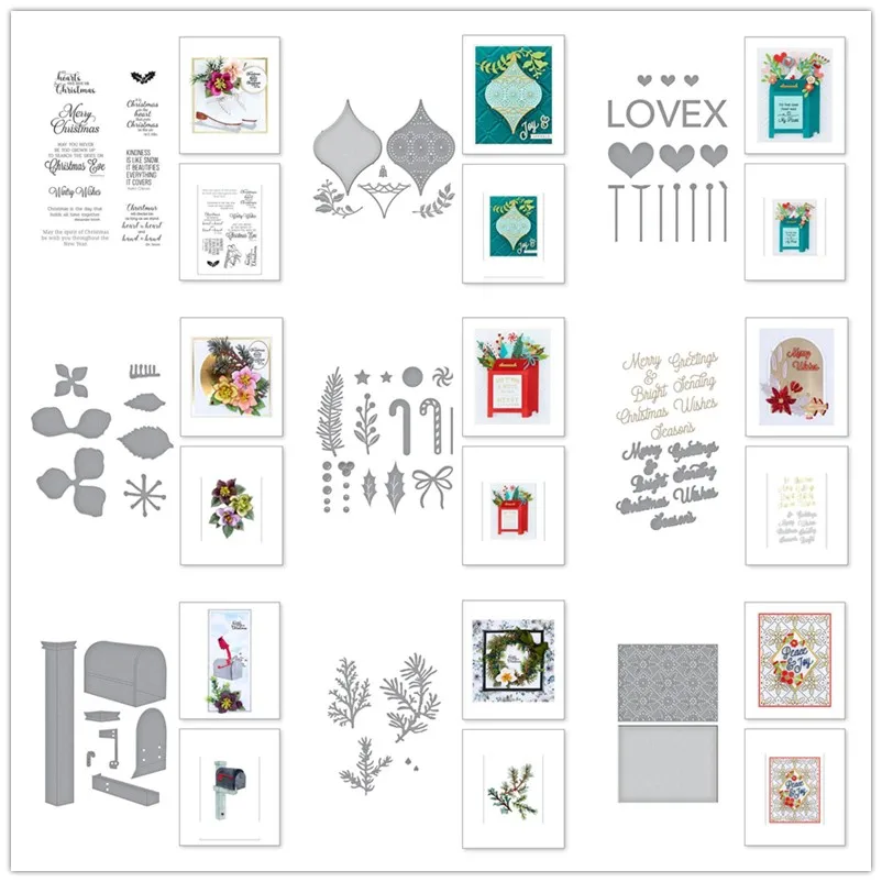 

Christmas Mailbox Branch Metal Cutting Dies and Stamps Stencil Templates for Diy Scrapbooking Paper Card Making Embossing Dies