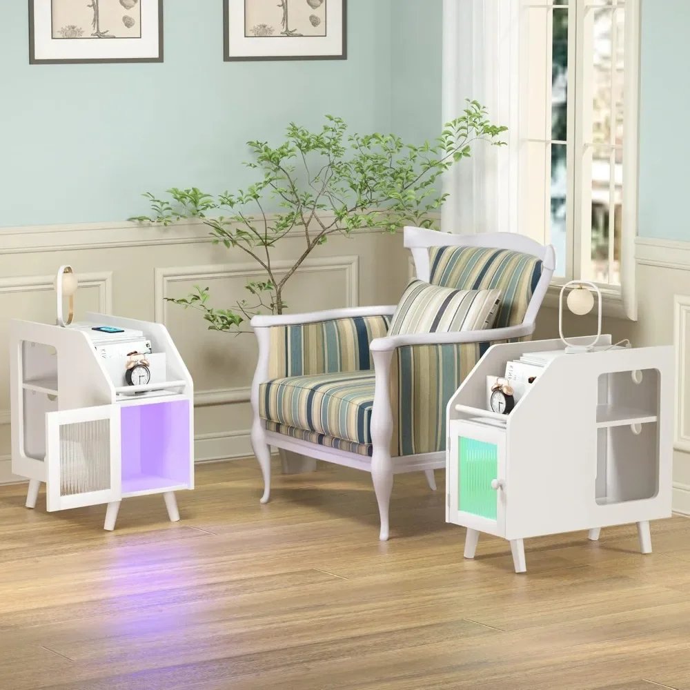 Ночная подставка с зарядной станцией и фонариками узкие тумбочки USB-портами