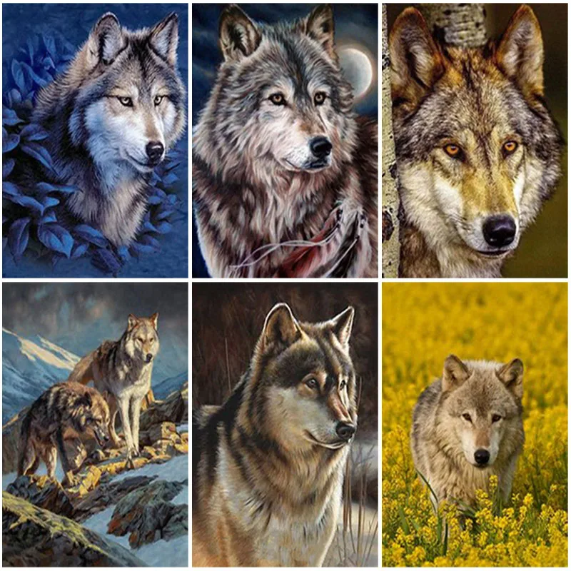 

DIY Wolf 5D Diamond Painting Full Square/Round Drill Animal Diamond Embroidery Cross Stitch Mosaic Kits Gift Wall Art Home Decor