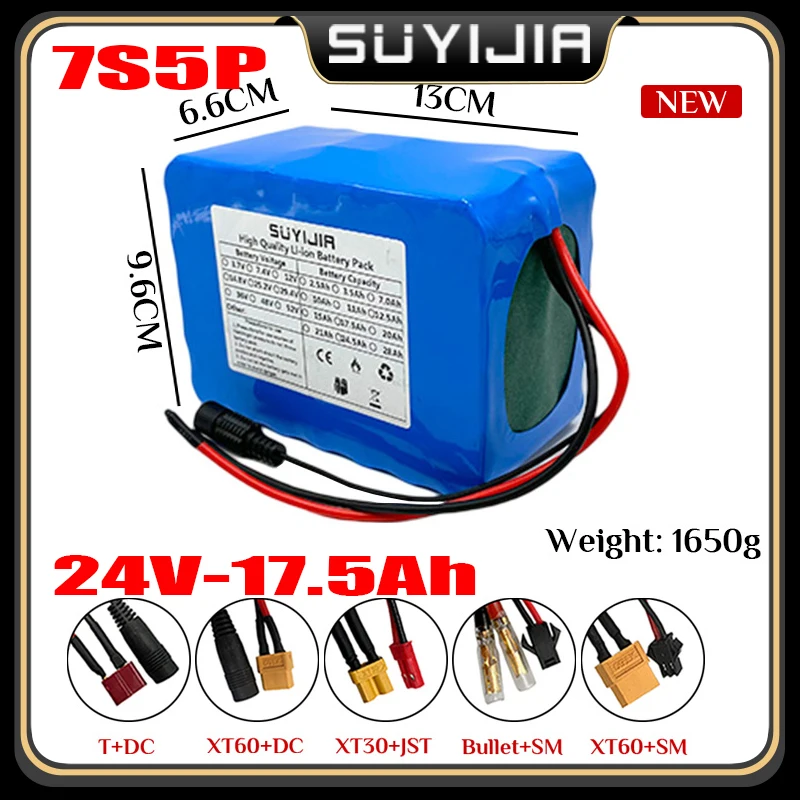 

29,4 в 17500 мА/ч аккумулятор 18650 литий-ионные литиевые батареи 7S5P 24 В W/ Smart BMS для электронного велосипеда, одноколесного велосипеда, скутера, колесного кресла, зарядное устройство