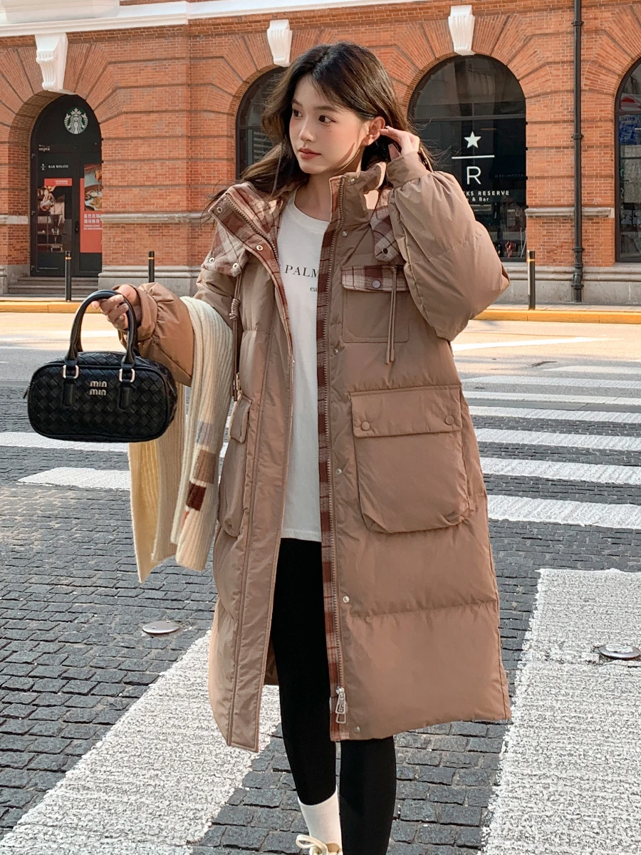 Женский пуховик больших размеров новинка зимы 2024 модный корейский средней длины