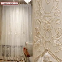 european royal high quality elegant white embroidered voile curtain for living room luxury custom classic tulle for bedroom