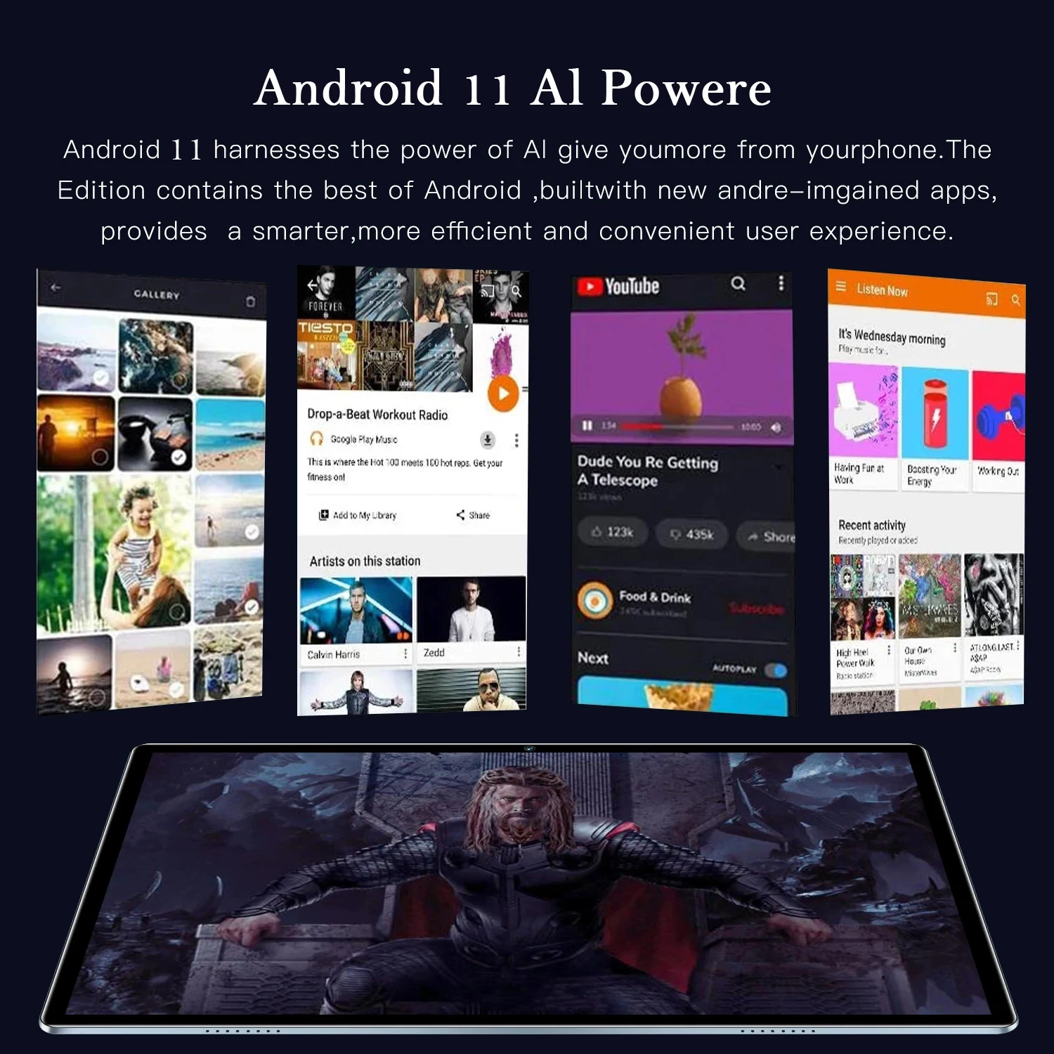 Фото 10,1-дюймовый восьмиядерный процессор Android 11, 4 ГБ + 64 ГБ, аккумулятор 5000 мАч, 1280x800, сенсорный экран IPS FHD, камера 2 МП + 5 МП, Bluetooth №3