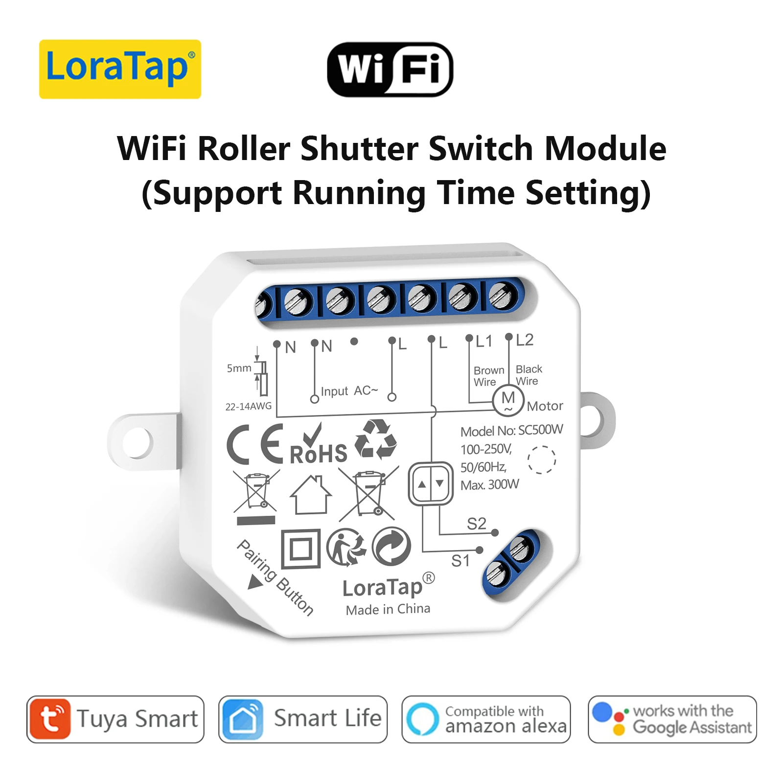 

Модуль реле LoraTap Tuya Smart Life для рулонных штор