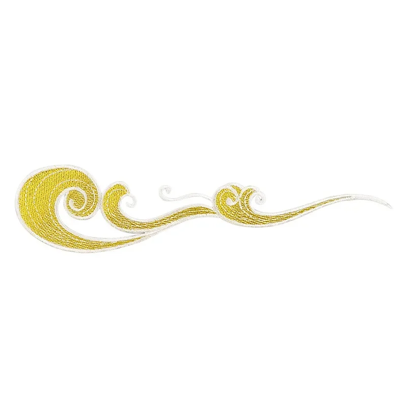 10 шт./лот большая роскошная нашивка с вышивкой золото серебро синяя морская волна