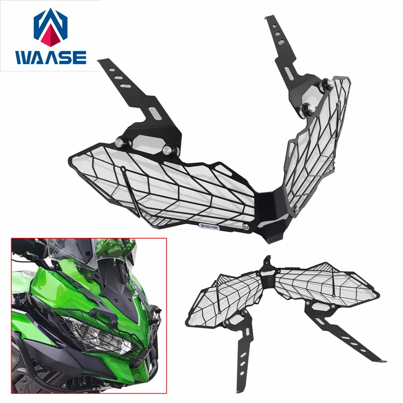 

WAASE Headlight Head Lamp Light Grille Guard Cover Protector For Kawasaki Versys 1000 KLZ1000 SE 2019 2020 2021 2022