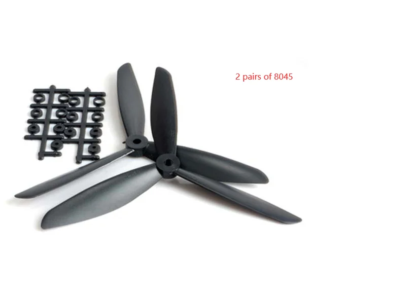 2Pairs 8045 Propeller 3-blade 8 inches Propellers CW CCW Positive/Reserve Props for Multi-axis Drones/ Center hole DIA 6MM