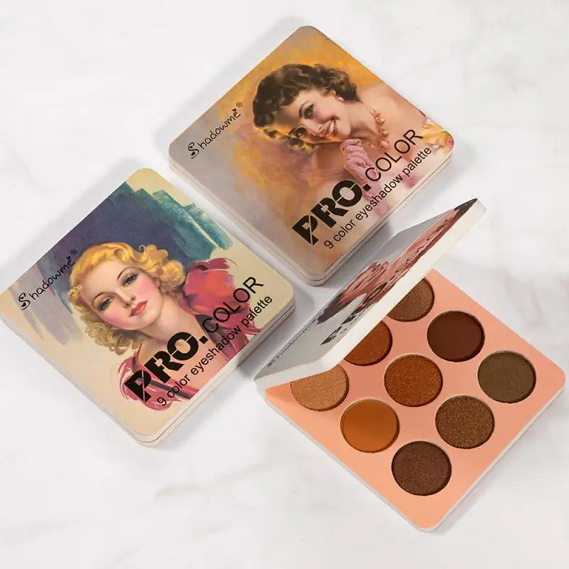 

9 Color Retro Fashion Style Eye Shadow Makeup Palette Matte Pear Glitter Shimmer Cosmetics Pigment Powder Easy to Wear Lasting