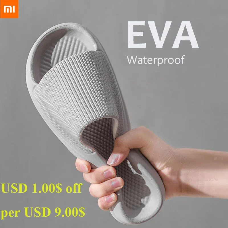 

Xiaomi Thick Bottom Bathroom Home Slippers Solid Color Couple Soft Bottom EVA Indoor Slippers Sandals Summer Non-Slip Flip-Flops