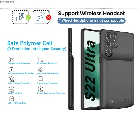 Умный чехол для аккумулятора Samsung Galaxy S22, ультраумный чехол для зарядки внешнего аккумулятора Samsung Galaxy S22 Plus, чехол с батареей