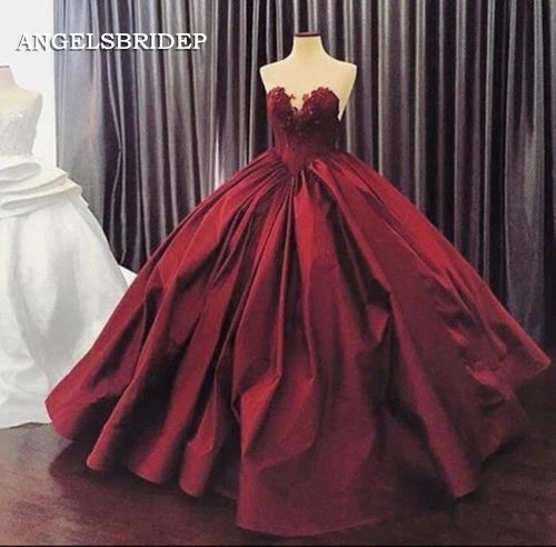 

ANGELSBRIDEP, бордовое бальное платье, платья для Quinceanera, платье для милой принцессы с аппликацией, 15 лет, женское платье, корсет на спине