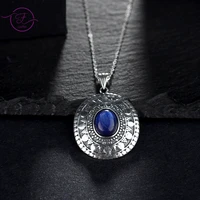 natural oval kyanite pendants silver necklaces for women retro moonstone necklaces new style fashion gift fine jewelry