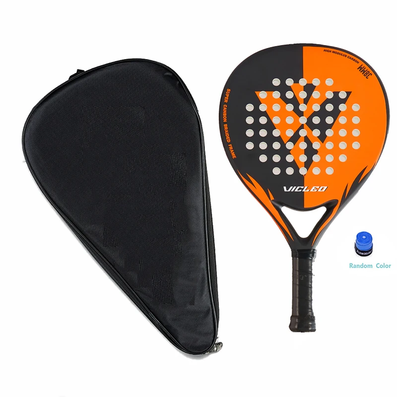 VICLEO  Padel Tennis Full Carbon Fiber Soft EVA Face Tennis Paddle Racquet Racket with Padle Bag Cover With Free Gift Master 100