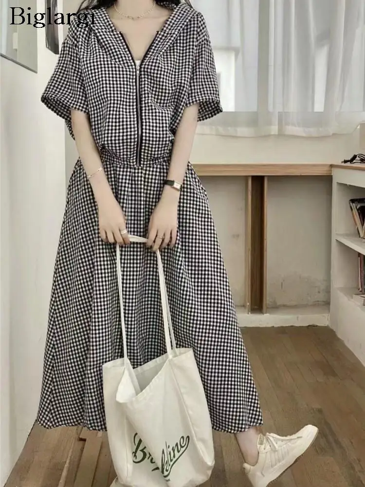 

Summer 2 Two Piece Set Women Plaid Print Casual Loose Ladies Cropped Tops Fashion High Waist Long Skirts Woman 2023