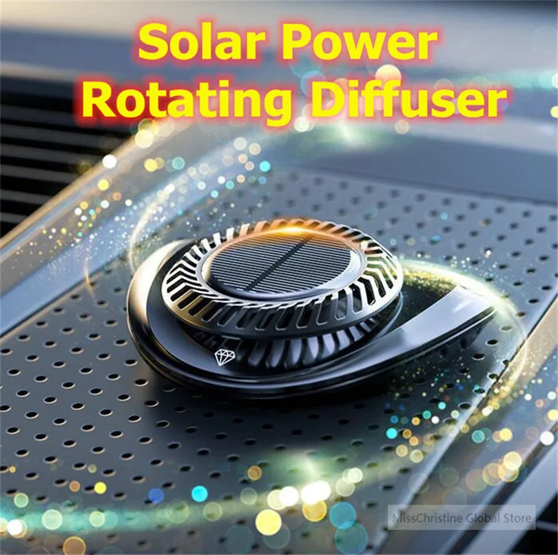 

Solar Power Energy Car Air Freshener Metal Diffuser Dashboard Spinning Car Fragrance With Temporary Parking Card Metal Aroma