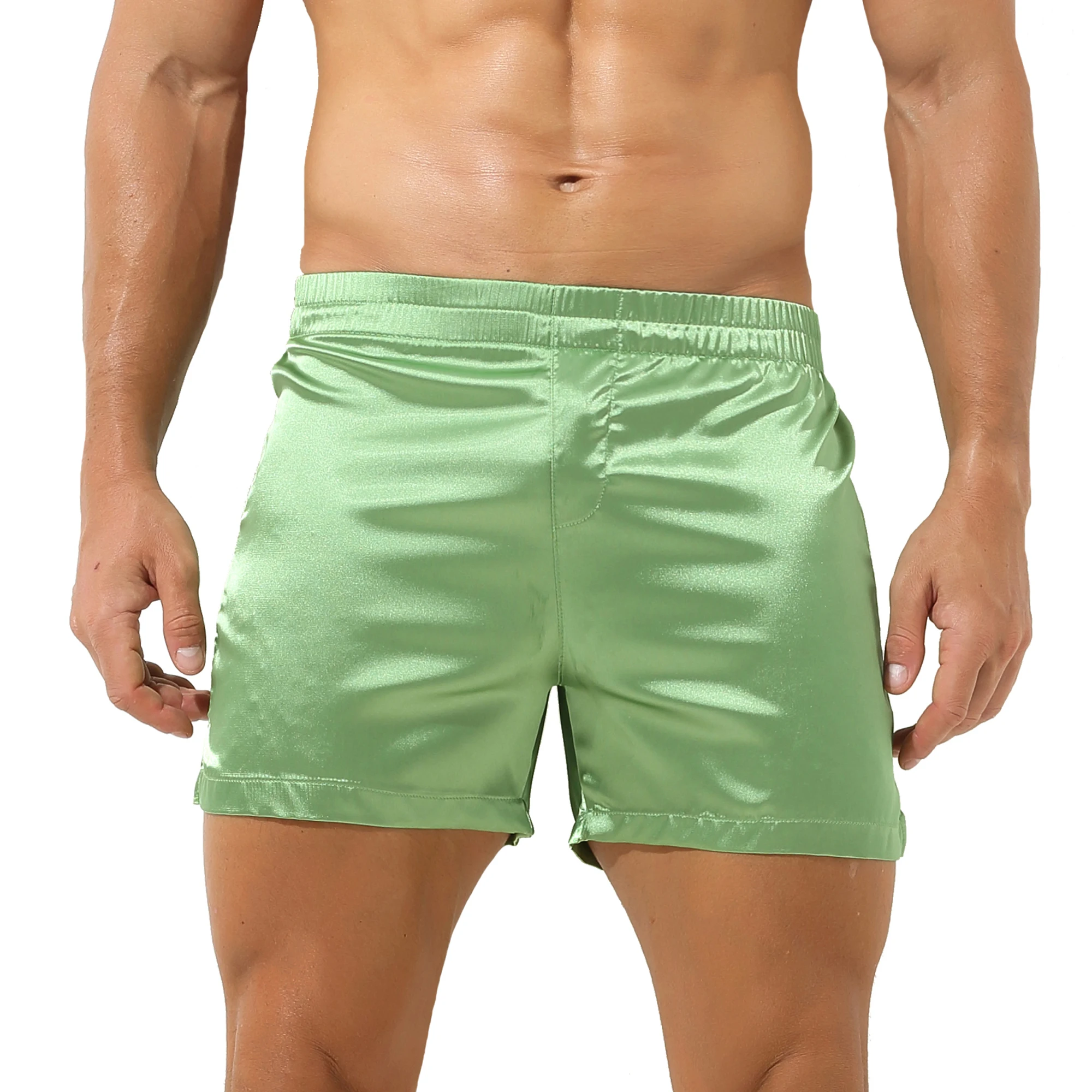 

Men Casual Shorts Silk Stain Pajama Shorts Soft Loose Sleepwear Male Breathable Homewear Panties Boxers Shorts Casual Loungewear