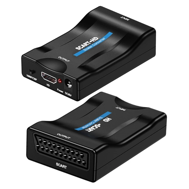 

1080P to SCART Video Upscale Converter Adapter Plug-and-Play Converter For HDTV Box DVD Television