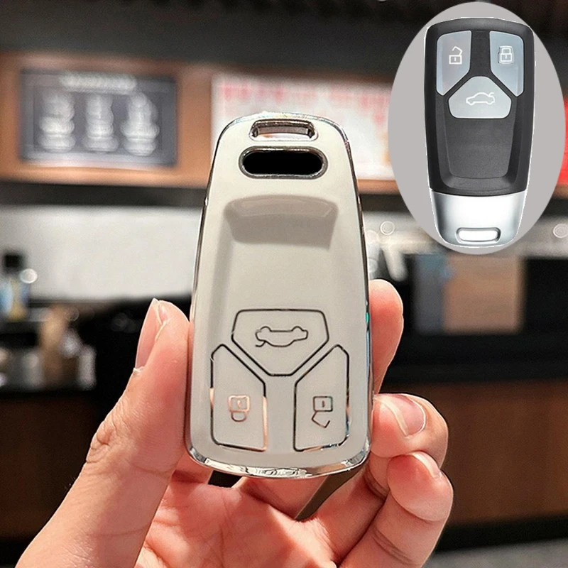 

Модный чехол из ТПУ для автомобильного дистанционного ключа, чехол для Audi A4 B9 A5 A6 8S 8W Q5 Q7 4M S4 S5 S7 TT TTS TFSI RS, защитные аксессуары