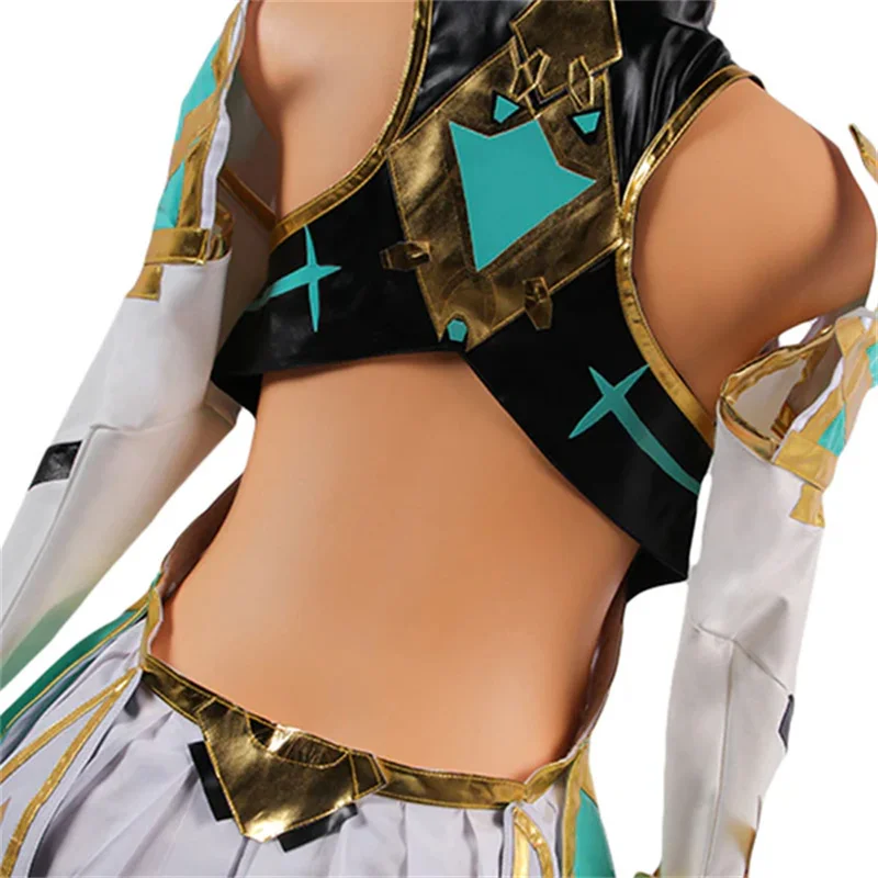 Фото Костюм для косплея игры Mythra, женская сексуальная униформа, нарядный костюм, полный комплект, наряды для вечеринки в честь Хэллоуина №5