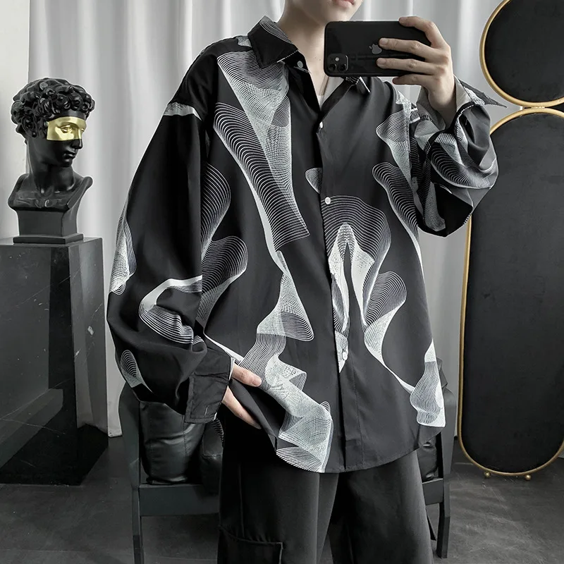 

Men's Top 2022 Spring and Summer New Shirt Men's Trend Men's Handsome Trendy Men's Casual Wind Flower Shirt Long Sleeves