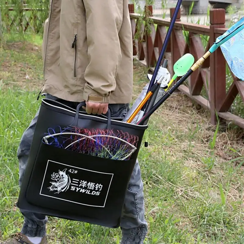 

1 шт. Портативная сумка для рыбалки из ЭВА, сумка для рыболовной клетки, водонепроницаемая складная сумка для хранения живой рыбы