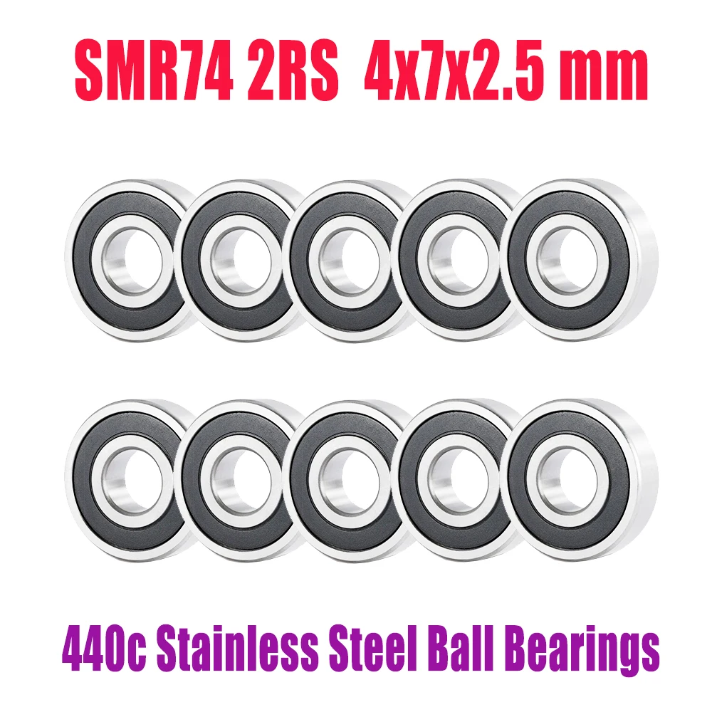 SMR74-2RS Bearing 4*7*2.5 mm ( 10PCS ) ABEC-1 Stainless Steel Ball Bearings Shielded  SMR74Z SMR74 Z ZZ