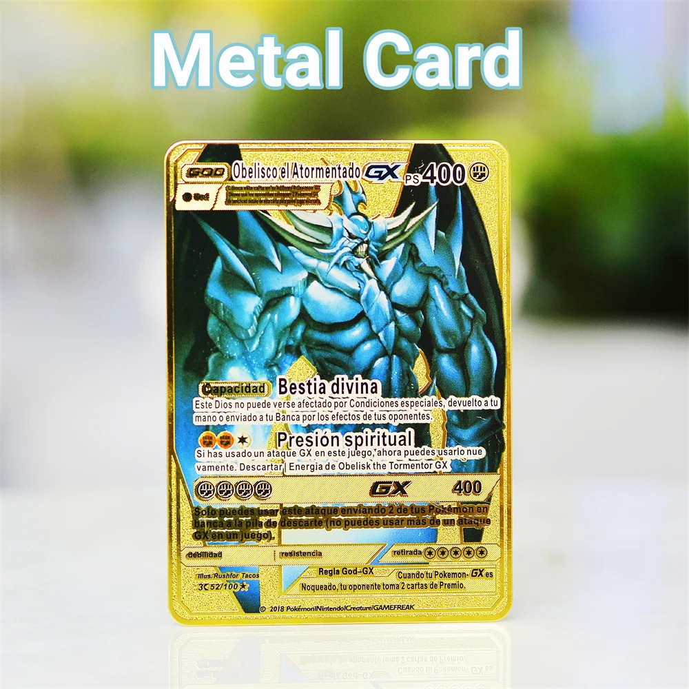 

Metal Pokemon Letters Pokémon Iron Cards Mewtwo Gx Pikachu Charizard Vmax Pokimon Gold Card Anime Game Real Letter Children Toys