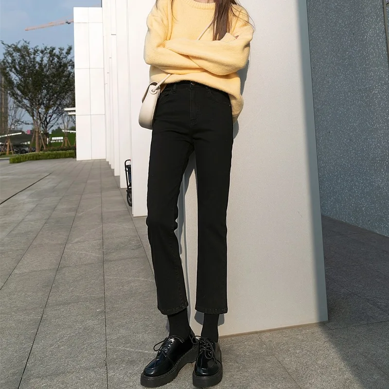 

CGC Casual High Waist Jeans Women 2022 Denim Capri Pants Korean Fashion Streetwear Straight Baggy Jeans Vintage Denim Trousers
