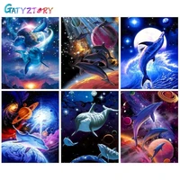 gatyztory diy pictures by number dolphin kits drawing on canvas painting by numbers animals hand painted picture gift home decor