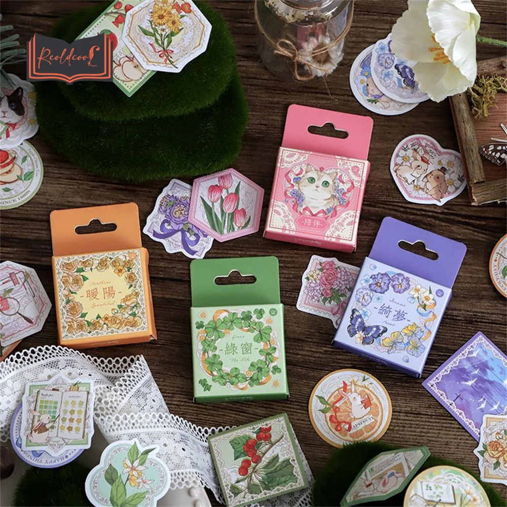 

46pcs/box Cute Cartoon Stickers Scrapbooking Journal Handmade DIY Scrapbooking Diary Planner Decoration Label Sticker Album