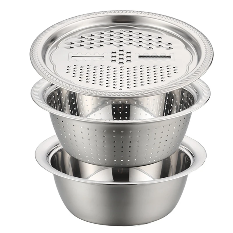 

Multifunctional Stainless Steel Basin Graters Vegetable Slicer Drain Basket Vegetable Cutter Kit Kitchen Julienne Grater