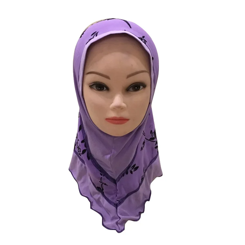 Low Price Beautiful Baby Silk Hijab Prayer Cap Sun Diamond Fit 2-6 Years Old Muslim Kids Instant Pull on Islamic Scarf Headscarf |