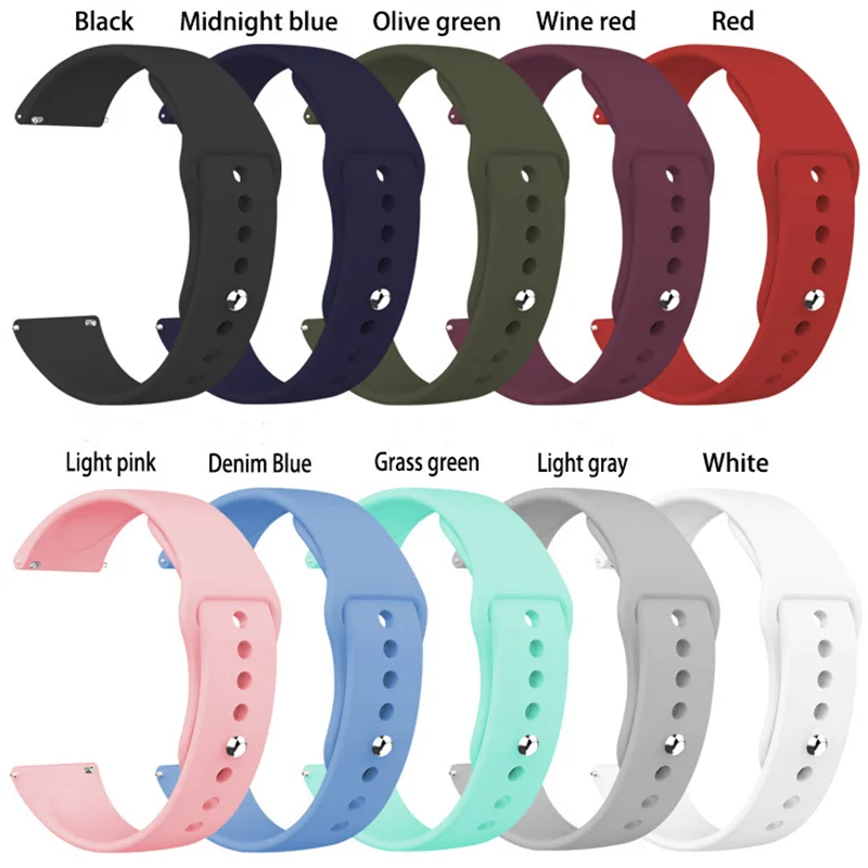 

20mm 22mm Newest Silicone Band For Samsung Galaxy Watch Active 2 Active 3 Gear S2 Watchband Bracelet Strap for Huami Amazfit bip