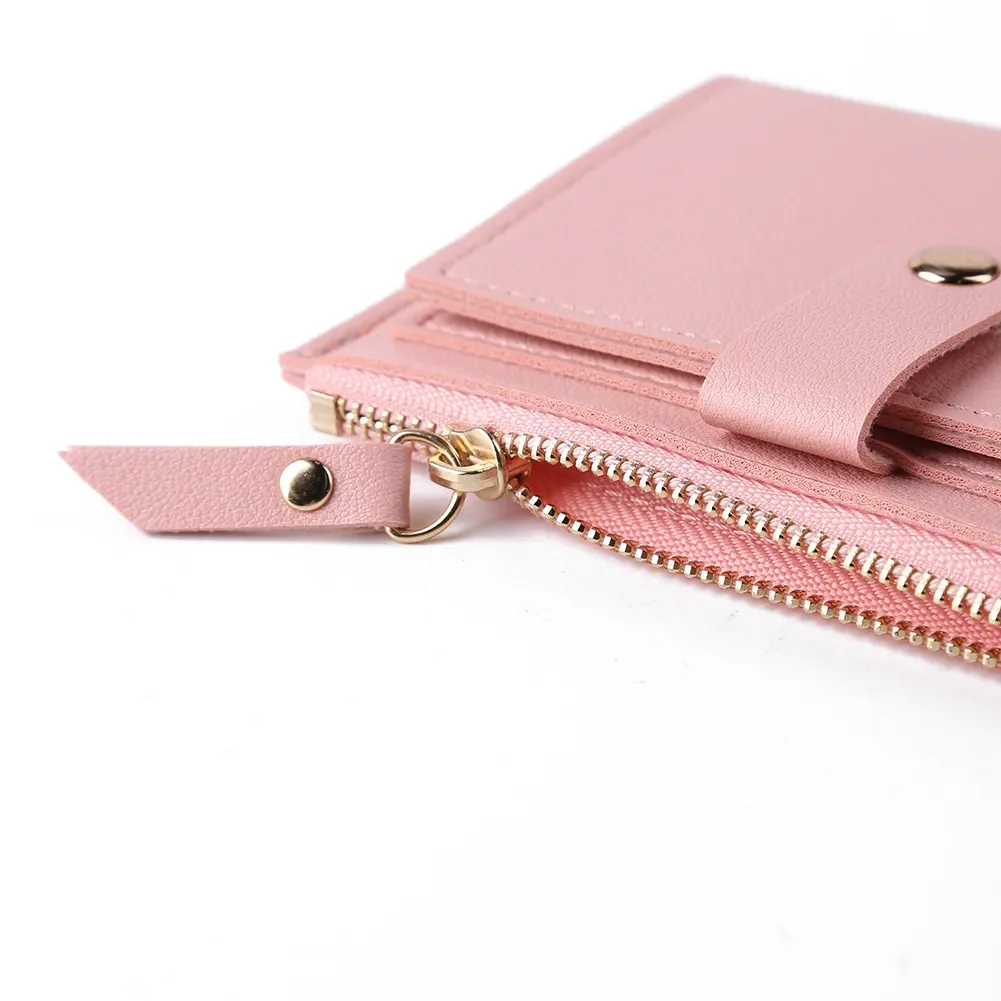Women Card Holder Fashion Solid Color Credit Card ID Card PU Leather Multi-slot Holder Mini Coin Purse Wallet Case Pocket