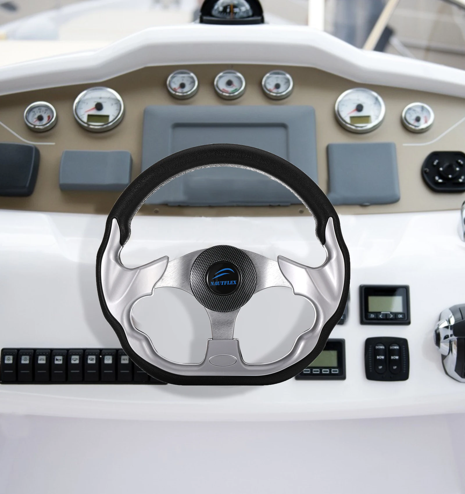 

Boat Steering Wheel Universal Professional Reusable 3 Spokes 3 4-inch Shaft Rowing Boats Helm Hardware Accessories